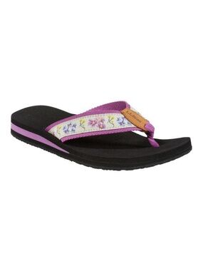 L.L. Bean Classic Maine Isle Orchid floral flip flops thong sandals shoes sz 9